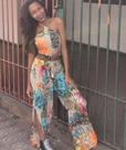 Conjunto cropped e calça fenda Conjunto cropped e calça fenda