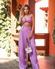 Conjunto Cropped e Calça Pantalona Lilás Hadassa
