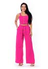 Conjunto Cropped e Calça Pantalona Sem Elastano