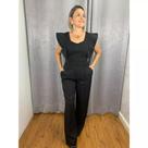 Conjunto Cropped e Pantalona Preto