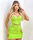 conjunto cropped e saia com bolsos p