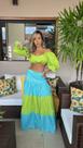 Conjunto cropped e saia longa