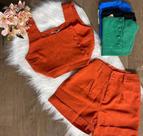 Conjunto Cropped e Short linho