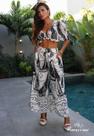Conjunto cropped forrado+ calca pantalona branco c/ preto p