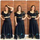 Conjunto Cropped Frente Única e Saia Longa Tecido Viscose Rita