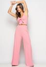 Conjunto Cropped Laço e Wide Leg Canelado Rosa Salvatore