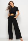 Conjunto Cropped Nó e Wide Leg Malha Preto Salvatore