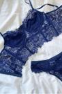 Conjunto Cropped Rendado Paloma Com Renda Chantilly Cor:MarinhoTamanho:G