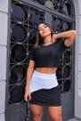 Conjunto Cropped Saia Duas Cores Onda Manga Curta Novidade