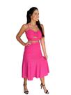 Conjunto cropped + saia mid. Tecido:laise . Cor: Pink.