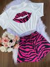 Conjunto Cropped Short Tigresa Rosa