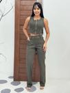 Conjunto Cropped Zíper e Calça Pantalona c/ bolso 9470
