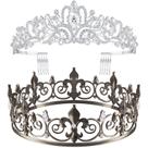Conjunto Crown MTLEE King Crown Metal Crystal Tiara para casamento Conjunto Crown MTLEE King Crown Metal Crystal Tiara para casamento