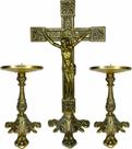 Conjunto Cruz Metal C/ Cristo E Castiçal Candelabro 21x12cm