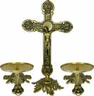 Conjunto Cruz Metal C/ Cristo E Castiçal Candelabro 7x13cm