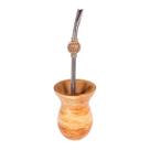 Conjunto Cuia De Chimarrão Tererê Marmorizada Com Bomba Pedra Cristal Dourada Decorativa Kit Para Tomar Mate Presente