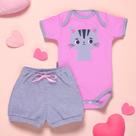 Conjunto Curto Bebê Gatinha Mescla Look Fresquinho E Fofo Conjunto Curto Bebê Gatinha Mescla Look Fresquinho E Fofo