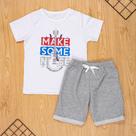 Conjunto curto infantil 2 ao 10 algodão rock star branco