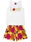 Conjunto Curto Kyly 1001279 Infantil Menina Floral Meia Malha T. 04/08