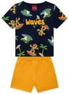 Conjunto Curto Kyly 1001329 Infantil Menino Estampa Waves Algodão T. 02/03
