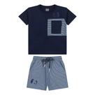 Conjunto Curto Tigor T Tigre Camiseta e Bermuda Piquet Azul