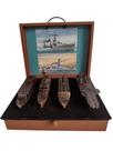 Conjunto de 04 miniaturas de embarcações de época em metal