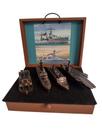 Conjunto de 04 Miniaturas de Embarcações em metal com fragata