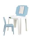 Conjunto de 1 mesa e 1 cadeira plasticas infantil azul