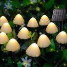 Conjunto De 10/20 Luzes Solares Em Forma De Cogumelo Com 8 Modos, Luzes De Fada Para Jardim,