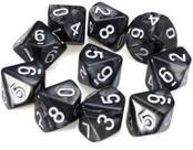 Conjunto de 10 Dados D10 de RPG Preto