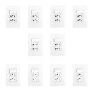 Conjunto de 10 Interruptores de 1 Tecla Simples e 2 Tomadas 2p+t 20a , Modular, com Placa 4x2
