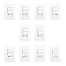Conjunto de 10 Interruptores de 2 Teclas Simples e Tomada 2P+T 20A , Modular, com Placa 4x2 Branco Conjunto de 10 Interruptores de 2 Teclas Simples e Tomada 2P+T 20A , Modular, com Placa 4x2 Branco