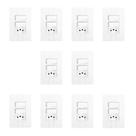 Conjunto de 10 Interruptores de 2 Teclas Simples e Tomada 2p+t 20a , Modular, com Placa 4x2 Conjunto de 10 Interruptores de 2 Teclas Simples e Tomada 2p+t 20a , Modular, com Placa 4x2