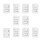 Conjunto de 10 Interruptores de 2 Teclas Simples, Modular, com Placa 4x2 e Suporte