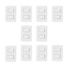 Conjunto de 10 Interruptores Simples 2 Teclas 4x2 Modular Pluzie Branco