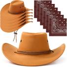 Conjunto de 12 chapéus e bandanas de cowboy Zhanmai amarelo