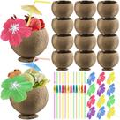 Conjunto de 12 Copos de Casca de Coco 500 ml Decoração Tiki para Festa Conjunto de 12 Copos de Casca de Coco 500 ml Decoração Tiki para Festa