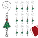 Conjunto de 12 ganchos para enfeites de árvore de Natal esmaltados em vermelho e verde