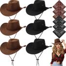 Conjunto de 12 peças de chapéus e bandanas de cowboy Zhanmai em cores escuras