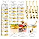 Conjunto de 120 Copos para Sobremesa DI QIU REN 150 ml com Colheres Douradas