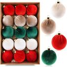 Conjunto de 15 enfeites de bola de Natal de veludo 6 cm