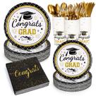 Conjunto de 175 unidades de suprimentos para festas Whaline Graduation 25 Guests Conjunto de 175 unidades de suprimentos para festas Whaline Graduation 25 Guests