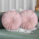 Conjunto de 2 almofadas redondas de veludo rosa HIG de 37 cm