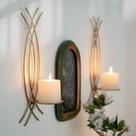 Conjunto de 2 Arandelas de Parede AimtoHome em Metal Dourado para Velas