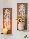 Conjunto de 2 Arandelas de Parede para Velas Walasis em Madeira Rústica