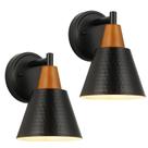 Conjunto de 2 Arandelas Pretas Foucasal, Luminárias de Parede Rústicas Industriais, Iluminação para Banheiro, Quarto, Sala e Cozinha, Abajur de Metal Martelado