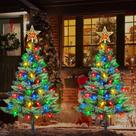 Conjunto de 2 árvores de Natal solares Abkshine com 100 luzes LED