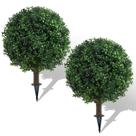 Conjunto de 2 Árvores de Topiaria Artificial de Buxo AOKIIE