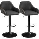 Conjunto de 2 Bancos de Bar Giratorios de Cuero PU Yaheetech en Negro