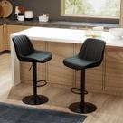 Conjunto de 2 Banquetas Ajustáveis Youhauchair em Couro PU Preto
